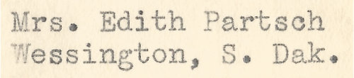 a letter from edith pautsch of wessington, south dakota sent in the 1930s
